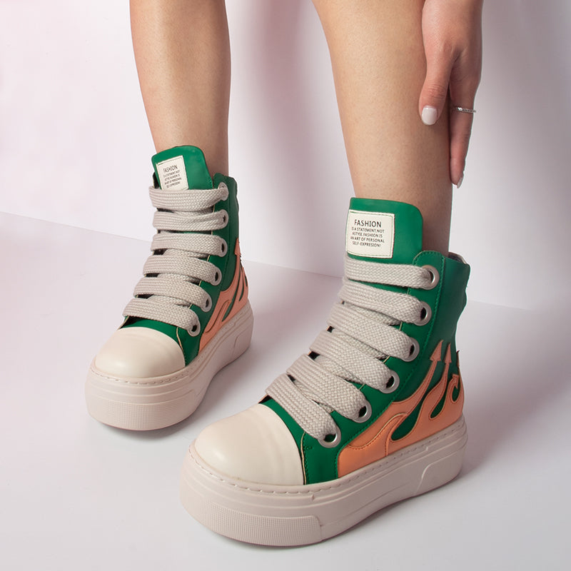 Fashion Green Ankle Boots Sports Vulcanized Shoes Sneakers