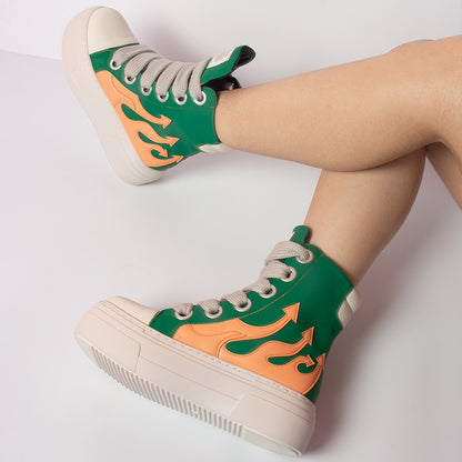 Fashion Green Ankle Boots Sports Vulcanized Shoes Sneakers