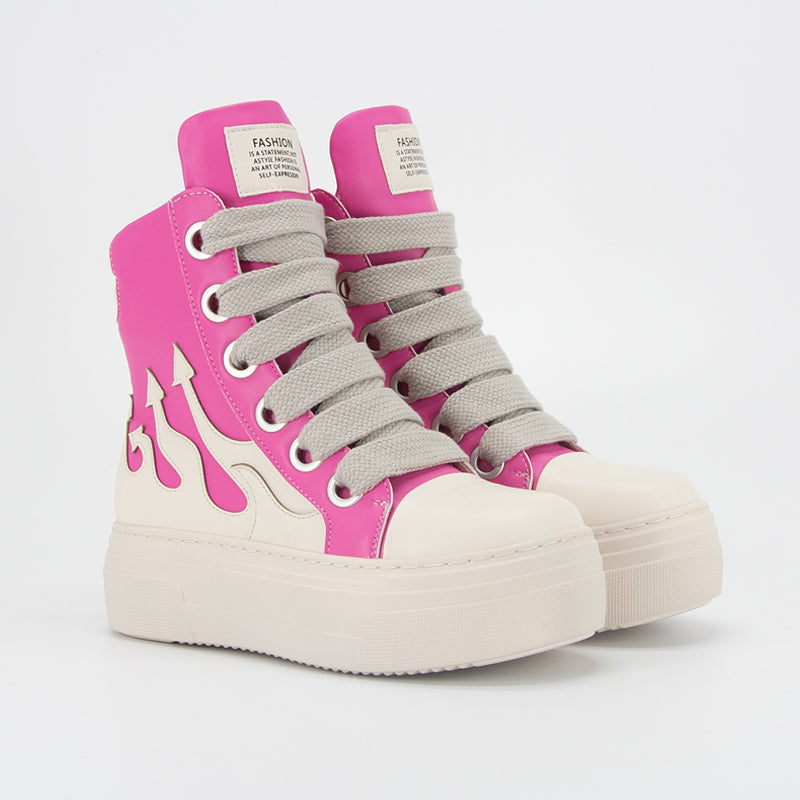 Casual Women's Pink Ankle Boots Skateboard Shoes