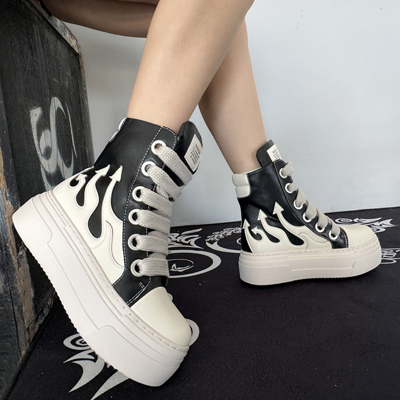 Women's Platform Ankle Boots Fire Sneakers Skateboard Shoes