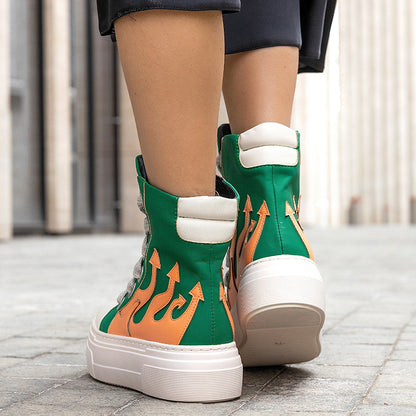 Fashion Green Ankle Boots Sports Vulcanized Shoes Sneakers