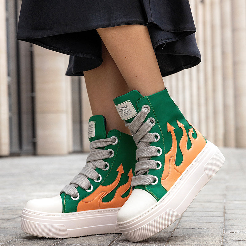 Fashion Green Ankle Boots Sports Vulcanized Shoes Sneakers