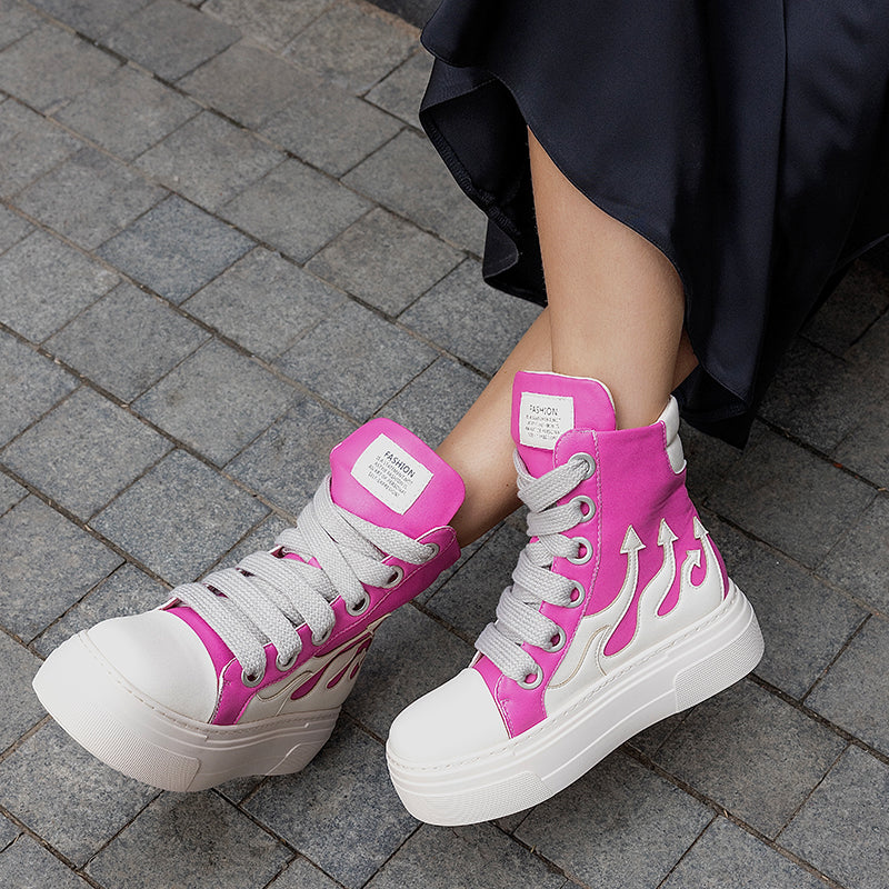 Casual Women's Pink Ankle Boots Skateboard Shoes