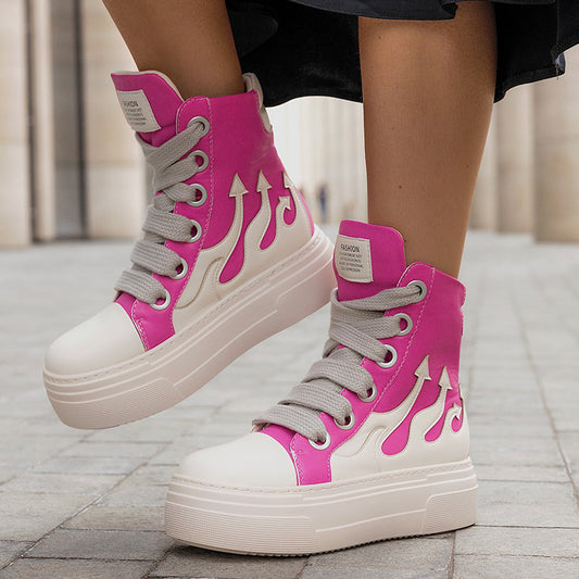 Casual Women's Pink Ankle Boots Skateboard Shoes