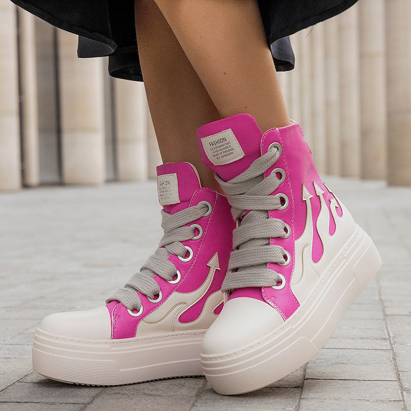 Casual Women's Pink Ankle Boots Skateboard Shoes