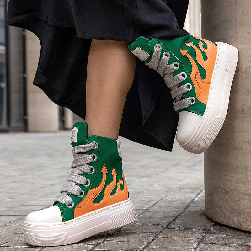 Fashion Green Ankle Boots Sports Vulcanized Shoes Sneakers