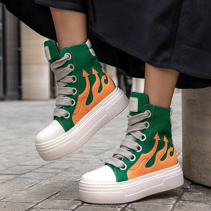 Fashion Green Ankle Boots Sports Vulcanized Shoes Sneakers