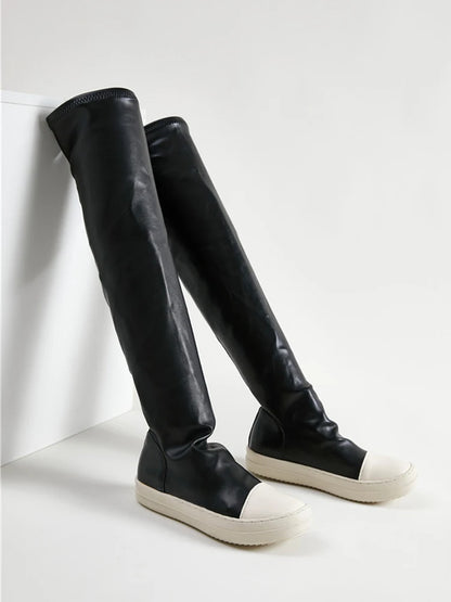 Over The Knee Boots Women's High Boots Trainers 2024 Autumn Fashion Sports Shoes Slip-On Elastic Band