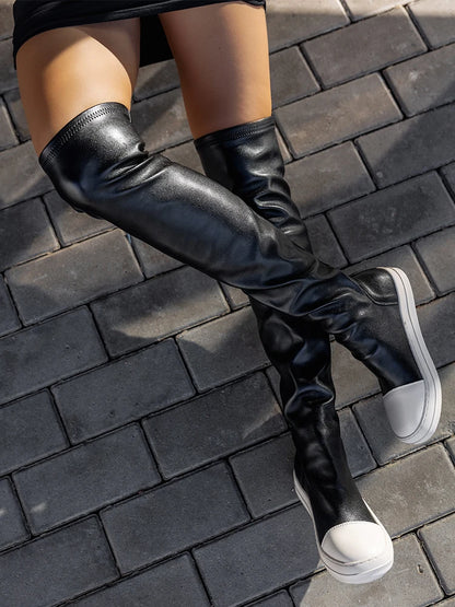 Over The Knee Boots Women's High Boots Trainers 2024 Autumn Fashion Sports Shoes Slip-On Elastic Band