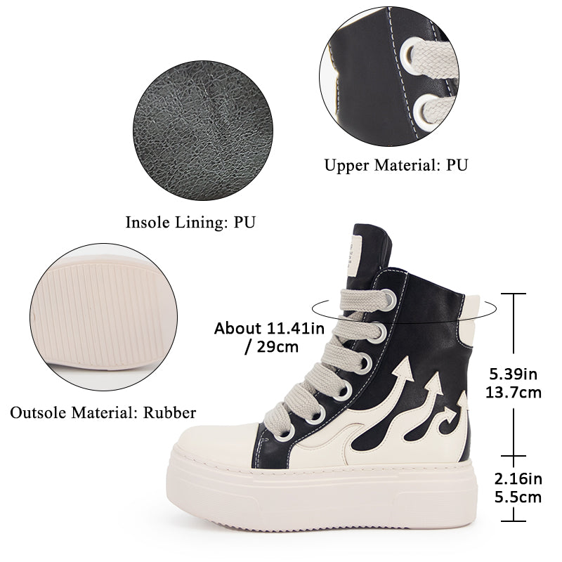 Women's Platform Ankle Boots Fire Sneakers Skateboard Shoes